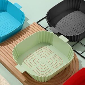 Air Fryer Silicone Liners - Square Shape Air Fryer Baskets 7.7 inches wide - Fit for all 4 to 7 qt size Air Fryers - Lightweight Heat Resistant and Easy to Clean Reusable Pots Inserts (Green, 1)