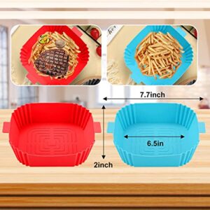 Air Fryer Silicone Liners - Square Shape Air Fryer Baskets 7.7 inches wide - Fit for all 4 to 7 qt size Air Fryers - Lightweight Heat Resistant and Easy to Clean Reusable Pots Inserts (Green, 1)