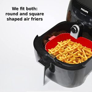 Air Fryer Silicone Liners - Square Shape Air Fryer Baskets 7.7 inches wide - Fit for all 4 to 7 qt size Air Fryers - Lightweight Heat Resistant and Easy to Clean Reusable Pots Inserts (Dark Grey, 1)