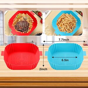 Air Fryer Silicone Liners - Square Shape Air Fryer Baskets 7.7 inches wide - Fit for all 4 to 7 qt size Air Fryers - Lightweight Heat Resistant and Easy to Clean Reusable Pots Inserts (Dark Grey, 1)