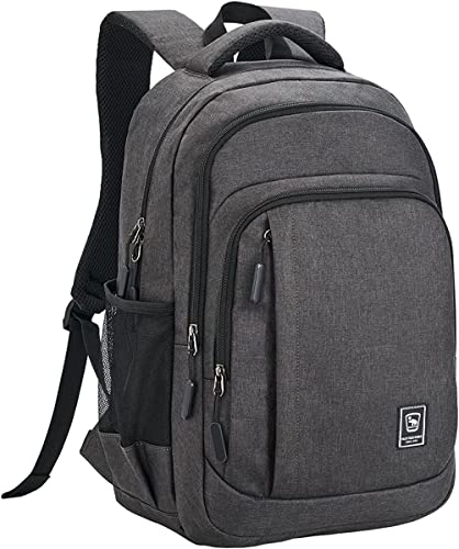 WIRABO Laptop Backpack for Men Travel Backpack Water-Resistant 15.6 Inch Computer Backpack College Backpacks Work Business Black