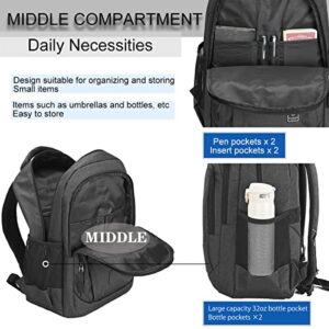 WIRABO Laptop Backpack for Men Travel Backpack Water-Resistant 15.6 Inch Computer Backpack College Backpacks Work Business Black