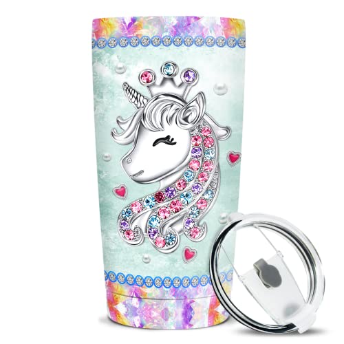 wowcugi Unicorn Cup Stainless Steel Insulated 20oz Magic Horse Tumbler Coffee Travel Mugs Unicorns Cups For Women Girls Kids Christmas Birthday Present Gifts Idea