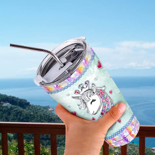 wowcugi Unicorn Cup Stainless Steel Insulated 20oz Magic Horse Tumbler Coffee Travel Mugs Unicorns Cups For Women Girls Kids Christmas Birthday Present Gifts Idea