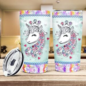 wowcugi Unicorn Cup Stainless Steel Insulated 20oz Magic Horse Tumbler Coffee Travel Mugs Unicorns Cups For Women Girls Kids Christmas Birthday Present Gifts Idea