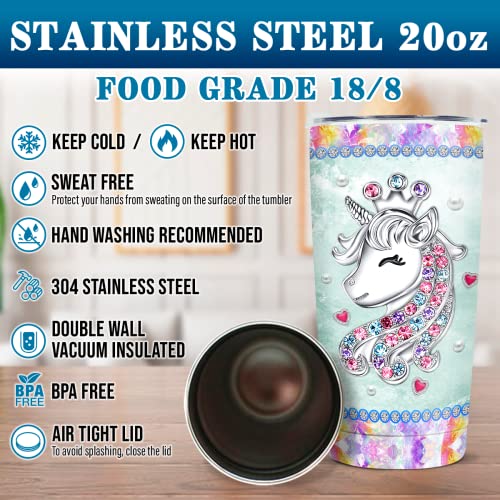 wowcugi Unicorn Cup Stainless Steel Insulated 20oz Magic Horse Tumbler Coffee Travel Mugs Unicorns Cups For Women Girls Kids Christmas Birthday Present Gifts Idea