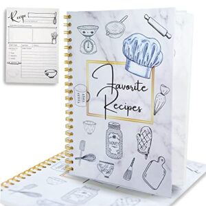 recipe book to write in your own recipes, 1 pack 8.5" x 11" blank recipe notebook, double spiral cookbook recipe journal notebook include 200 recipes page with beautifull inner design
