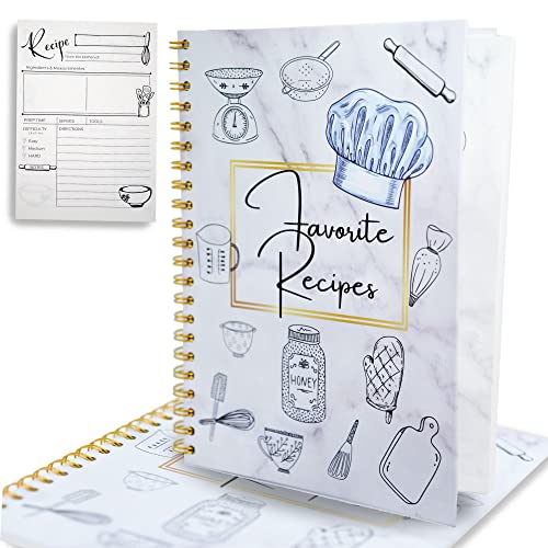 Recipe Book to Write in Your Own Recipes, 1 Pack 8.5" x 11" Blank Recipe Notebook, Double Spiral Cookbook Recipe Journal Notebook Include 200 Recipes Page With Beautifull Inner Design