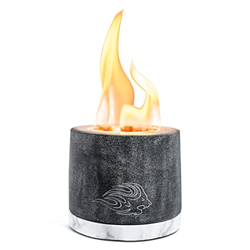 Table top Fire Pit Bowl - Concrete Tabletop Portable Rubbing Alcohol Fireplace Indoor Outdoor Decor Long Time Burning Smokeless Odorless Smores Maker with fire Extinguisher