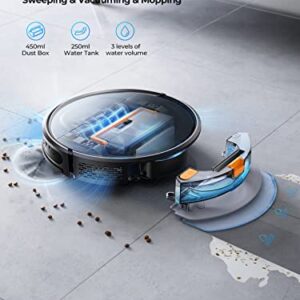 Laresar Robot Vacuums and Mop Combo, Max 4500Pa Suction, Evol 3 Robotic Vacuum Cleaner with Auto Carpet Boost, Self-Charging, App&Remote&Voice Control, Super-Slim, Ideal for Pet Hair and Carpets