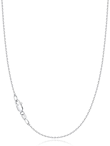 Jewlpire Solid 925 Sterling Silver Chain Necklace for Women Girls, 1.1mm Cable Chain Silver Chain for Women Shiny & Sturdy Women's Chain Necklaces, 18 Inches