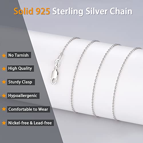 Jewlpire Solid 925 Sterling Silver Chain Necklace for Women Girls, 1.1mm Cable Chain Silver Chain for Women Shiny & Sturdy Women's Chain Necklaces, 18 Inches