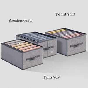 6 Pcs Clothes Drawer Organizer,Jeans, Sweater, T-shirt, Thin Coat, Dress Stackable Closet Drawer Organizer Storage Bin Container with Sturdy Handles and Built-in PP Board