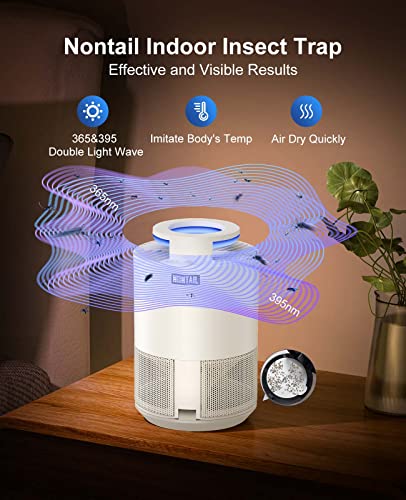 Fly Traps for Indoors, NONTAIL Indoor Fruit Fly Trap with 360°UV Light Fan, Catcher & Killer for Mosquito, Gnat, Moth, Fruit Flies, 4 Sticky Glue Boards Included