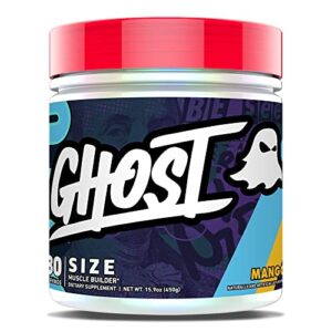 ghost size muscle builder dietary supplement - mango, 30 servings - muscle growth and strength building supplements for men & women - creatine, betaine & beta-alanine - free of sugar & gluten, vegan