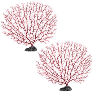 tehaux artificial plants aquarium landscape simulation coral decor, fake sea fan coral for both fresh and salt water, safe and easy for daily washing, medium size 2pcs ocean decor