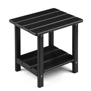 apolimi adirondack outdoor side table, 2-tier sturdy patio end table weather resistant, 16.5" solid side table for patio, pool, porch (black)