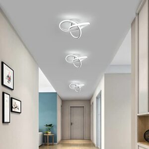 AUA LED Ceiling Light, Modern Semi Flush Mount Ceiling Lights Fixture, 22W Cool White 6500K Hallway Light Fixtures Ceiling Lamps for Kitchen Dining Room Living Room Bedroom Spiral Design