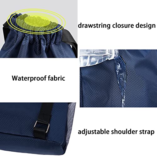 Knchy Drawstring Backpack Bag with Mesh Side Pockets, Large Capacity Sports Gym Bags Waterproof Workout Back Pack for Women Men, Light Draw String Backpacks for Cycling Football Basketball Soccer Yoga