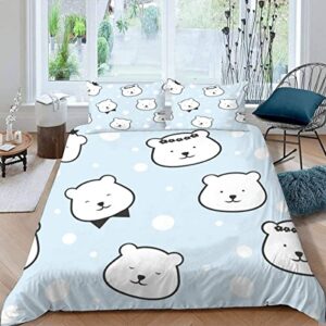 quilt cover twin size cartoon animals 3d bedding sets polar bear duvet cover breathable hypoallergenic stain wrinkle resistant microfiber with zipper closure,beding set with 2 pillowcase