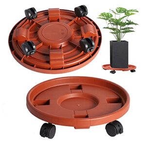 4 pack 13 inch plant caddy with four lockable universal wheels,easy moving plant dolly, indoor outdoor flower pot mover with locking wheels