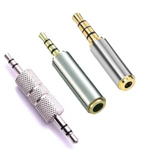 headphone adapter 2.5mm to 3.5mm adapter, gold plated 3.5mm female to 2.5mm male audio adapter/2.5 mm female to 3.5 mm male 4 poles jack stereo adapter /4 ring jack stereo or mono 3 in 1 pack