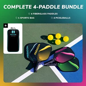 Helium Paragon Pickleball Paddles Set of 4 - USAPA Certified - Graphite Fiberglass Surface, Lightweight Honeycomb Core