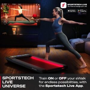 Sportstech Walking Pad Treadmill, Ultra Slim Portable Treadmill, Under Desk for Home & Office with Remote Control, Heart Rate LED Pulse, Fitness Live Workout App, 300 lbs Capacity, No Installation