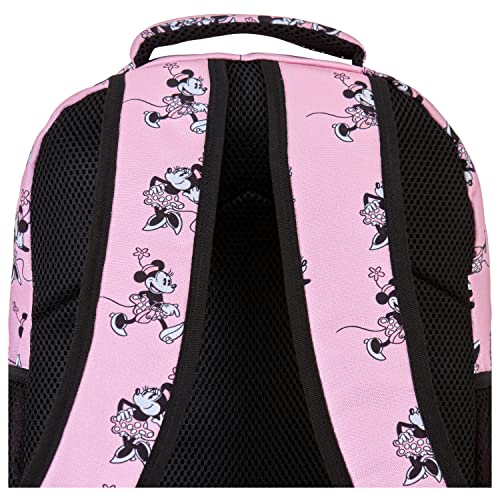 Minnie Mouse Allover Bookbag Backpack - Minnie Mouse Allover School Bag - Backpack for Boys, Girls, Kids, Adults (Light Pink)