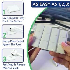 AirSquares Earbud Cleaning Putty - The Original - AirPod Cleaner Kit | Remove Wax, Dirt & Gunk from The Speaker Grille & Other Surfaces of AirPods, Earbuds & Tech Devices | (12-Pack)