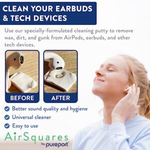 AirSquares Earbud Cleaning Putty - The Original - AirPod Cleaner Kit | Remove Wax, Dirt & Gunk from The Speaker Grille & Other Surfaces of AirPods, Earbuds & Tech Devices | (12-Pack)