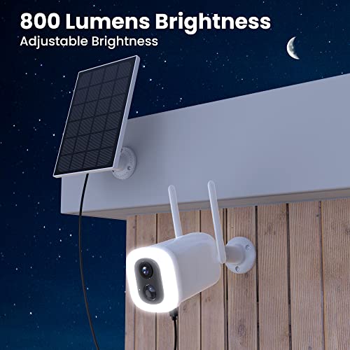 CZE Floodlight Camera,Security Cameras Wireless Outdoor,2K Outdoor Camera with Solar Panel,Color Night Vision,Motion Detection,Two-Way Audio,IP65,2.4 GHz WiFi,7 Day Free Cloud/SD Storage