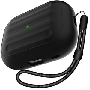 anti-lost case for airpods pro (2nd generation),one-piece design case,wireless charging, led visible,lanyard included. (black)