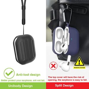 Anti-Lost Case for AirPods Pro (2nd Generation),one-Piece Design case,Wireless Charging, LED Visible,Lanyard Included. (Black)