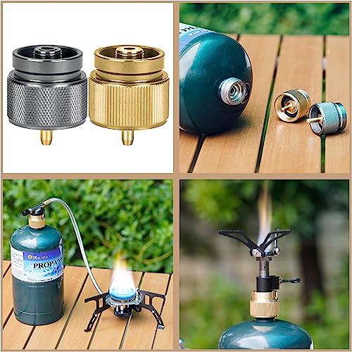 Onlyfire Camping Stove Adapter, Camping Backpacking Stove Convert Connector 1L Outdoor Propane Small Tank Input EN417 Lindal Valve Output, Camp Fuel Refill Adapter for Outdoor Backpack Hiking
