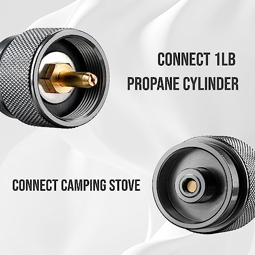 Onlyfire Camping Stove Adapter, Camping Backpacking Stove Convert Connector 1L Outdoor Propane Small Tank Input EN417 Lindal Valve Output, Camp Fuel Refill Adapter for Outdoor Backpack Hiking