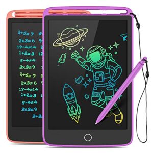 2 pack lcd writing tablet, colorful screen doodle board 8.5 inch drawing tablet for kids, learning toys birthday gifts travel activity games for 3 4 5 6 year old boys and girls toddlers（purple pink）