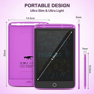 2 Pack LCD Writing Tablet, Colorful Screen Doodle Board 8.5 Inch Drawing Tablet for Kids, Learning Toys Birthday Gifts Travel Activity Games for 3 4 5 6 Year Old Boys and Girls Toddlers（Purple Pink）