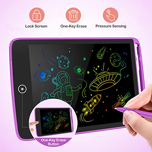 2 Pack LCD Writing Tablet, Colorful Screen Doodle Board 8.5 Inch Drawing Tablet for Kids, Learning Toys Birthday Gifts Travel Activity Games for 3 4 5 6 Year Old Boys and Girls Toddlers（Purple Pink）