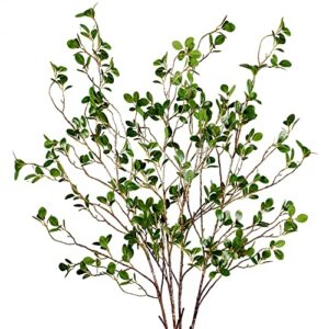 sggvecsy 43’’ 4pcs artificial ficus branches faux leaf spray green eucalytus branches artificial greenery stems fake ficus twig plants for home office wedding vase filler shop decoration