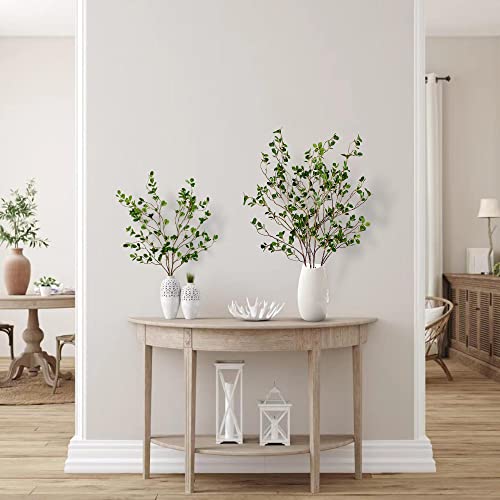 Sggvecsy 43’’ 4Pcs Artificial Ficus Branches Faux Leaf Spray Green Eucalytus Branches Artificial Greenery Stems Fake Ficus Twig Plants for Home Office Wedding Vase Filler Shop Decoration