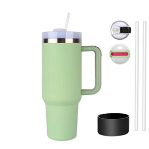 DREAMING MY DREAM 40oz Tumbler with Handle, H2.0 Tumbler Reusable Vacuum, Insulated Tumbler With Lid and Straws, Insulated Cup, Leak Resistant Lid (Light Green)