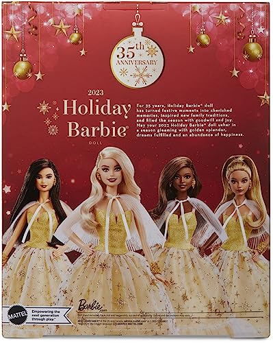 Barbie 2023 Holiday Barbie Doll, Seasonal Collector Gift, Barbie Signature, Golden Gown and Displayable Packaging, Blonde Hair