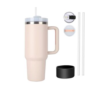 DREAMING MY DREAM 40oz Tumbler with Handle, H2.0 Tumbler Reusable Vacuum, Insulated Tumbler With Lid and Straws, Insulated Cup, Leak Resistant Lid (Rose Quartz)