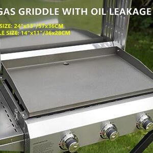 Onlyfire Portable BBQ Gas Griddle 3 Burners, Stainless Steel Flat Top Gas Grill Griddle Stove with Lid, Side Table, Foldable Cart & Wheels for Outdoor Kitchen, Patio Backyard and Camping