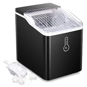 joy pebble ice maker countertop, efficient ice maker machine, 26lbs/24hrs, 9 cubes ready in 8 mins, portable ice maker with ice scoop/basket for home/kitchen/office/bar,black