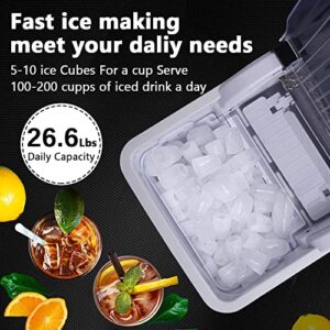 Joy Pebble Ice Maker Countertop, Efficient Ice Maker Machine, 26Lbs/24Hrs, 9 Cubes Ready in 8 Mins, Portable Ice Maker with Ice Scoop/Basket for Home/Kitchen/Office/Bar,Black