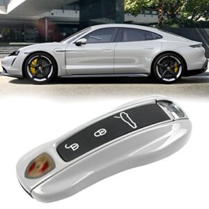 jaronx compatible with porsche key fob cover, compatible with porsche cayenne panamera key fob cover 2018-2023, compatible with porsche carrera taycan key accessories 2020-2023 (chalk-new/light grey)