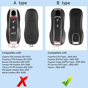 Jaronx Compatible with Porsche Key Fob Cover, Compatible with Porsche Cayenne Panamera Key Fob Cover 2018-2023, Compatible with Porsche Carrera Taycan Key Accessories 2020-2023 (Chalk-New/Light Grey)