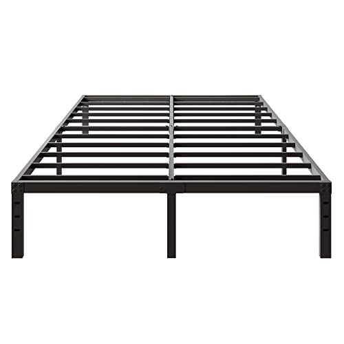 XMhongsong 14 Inch Full Bed Frame No Box Spring Needed, Heavy Duty Metal Platform Bed Frame, Easy Assembly, Noise Free, Black
